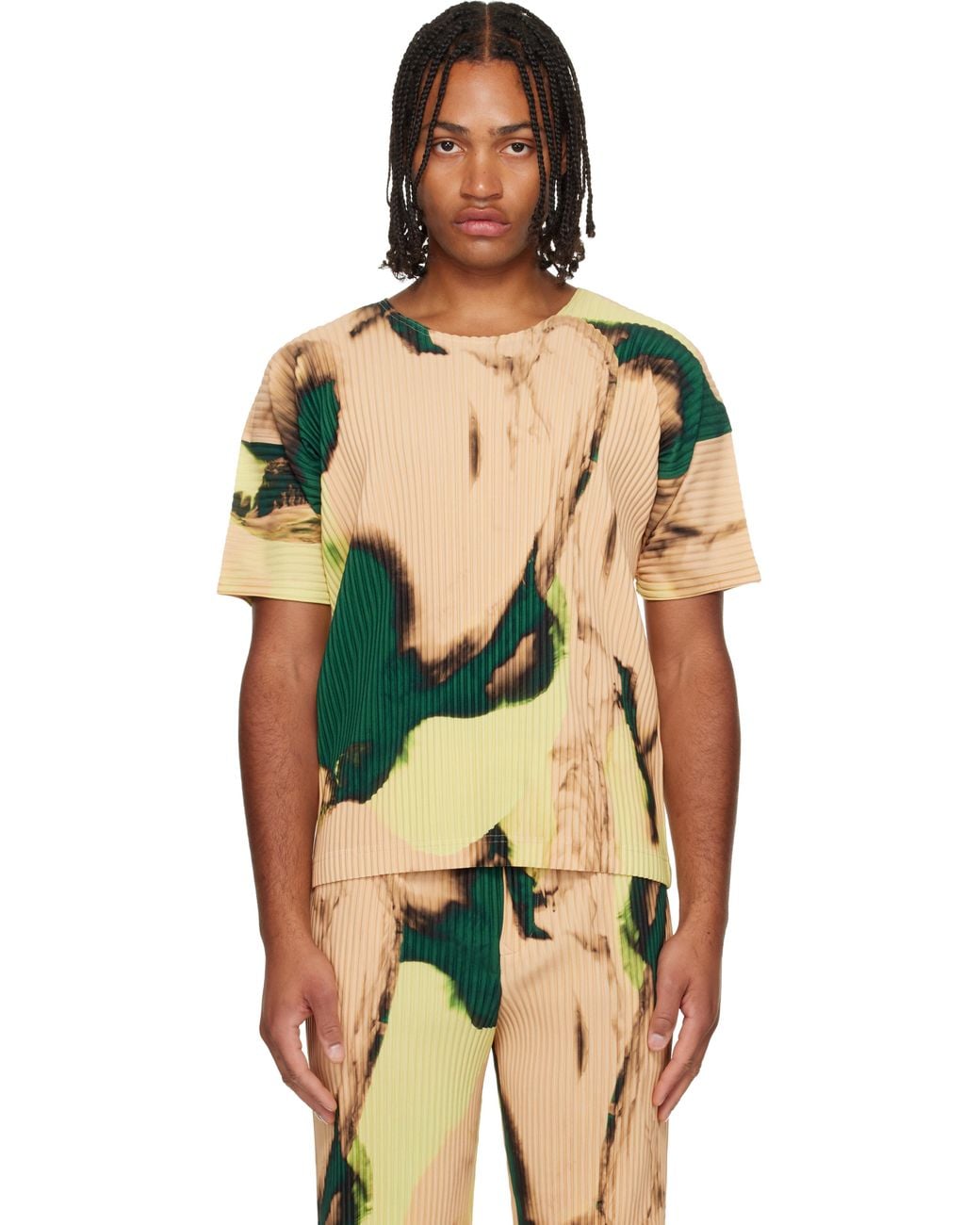 Homme Plissé Issey Miyake Agate T-Shirt in Green for Men | Lyst