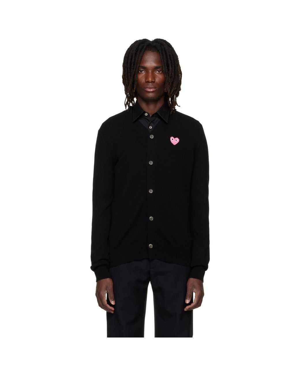 COMME DES GARÇONS PLAY Black Heart Emblem V-Neck Cardigan for men