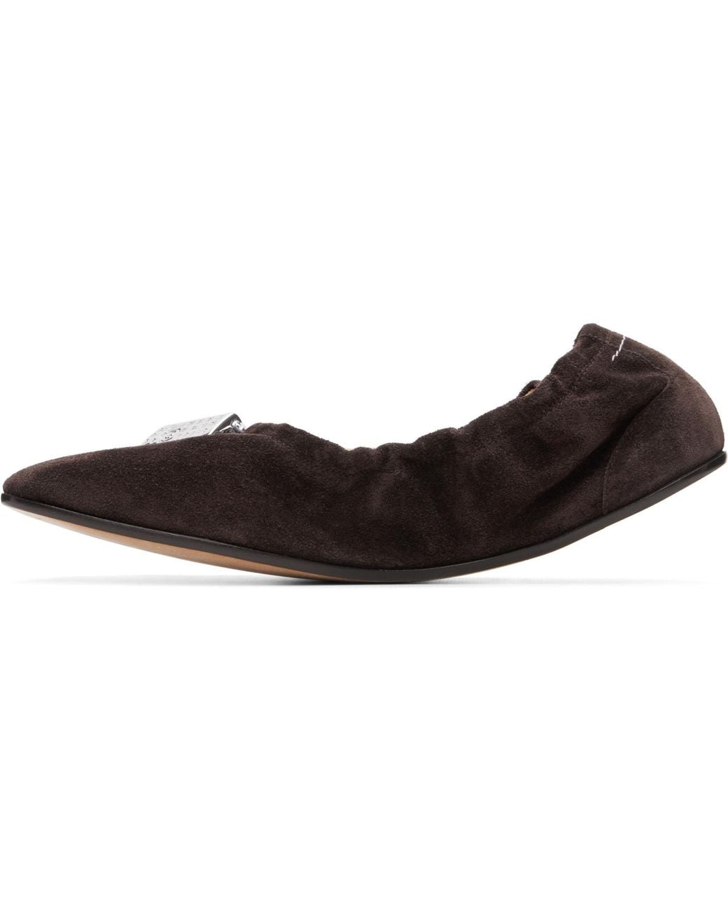 MM6 by Maison Margiela Black Suede Anatomic Travel Ballerina Flats