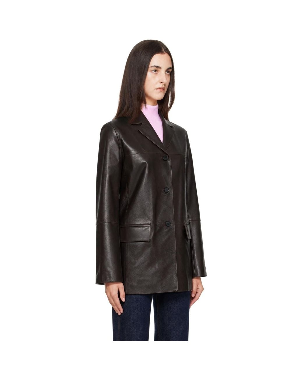 Loulou de Saison Black Nari Straight Leather Jacket