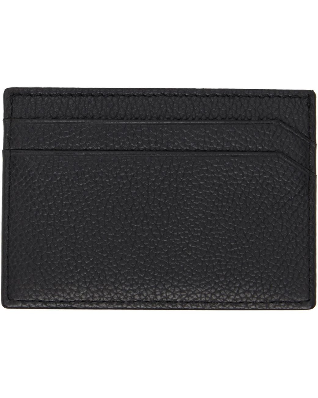 HUGO Black Logo Detail Grained-Leather Card Holder for men