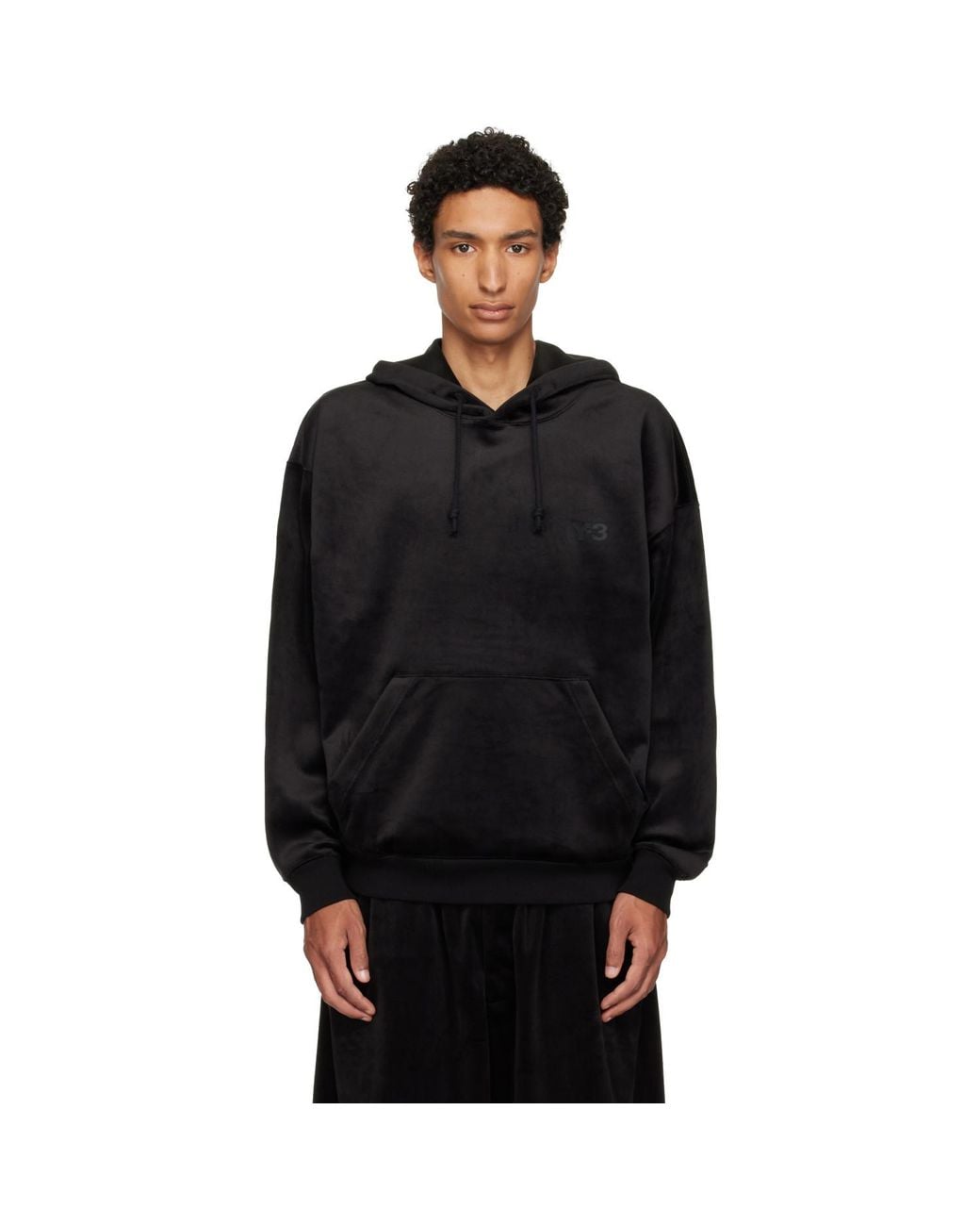 Y-3 Black Velvet Corduroy Hoodie for men