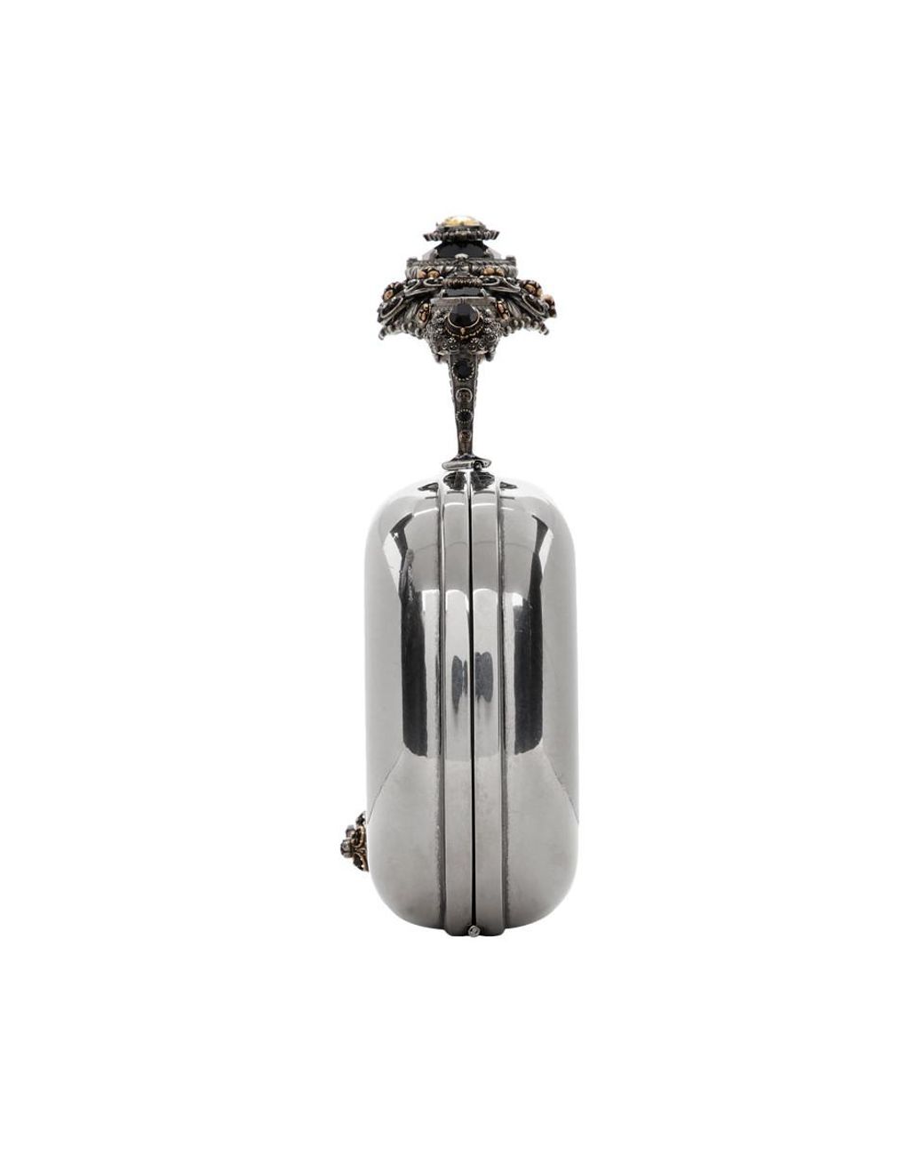 クラッチバッグ ALEXANDER MCQUEEN SILVER LEATHER MINI SEAL CLUTCH Alexander McQueen Silver leather mini Seal clutch - Handbags
