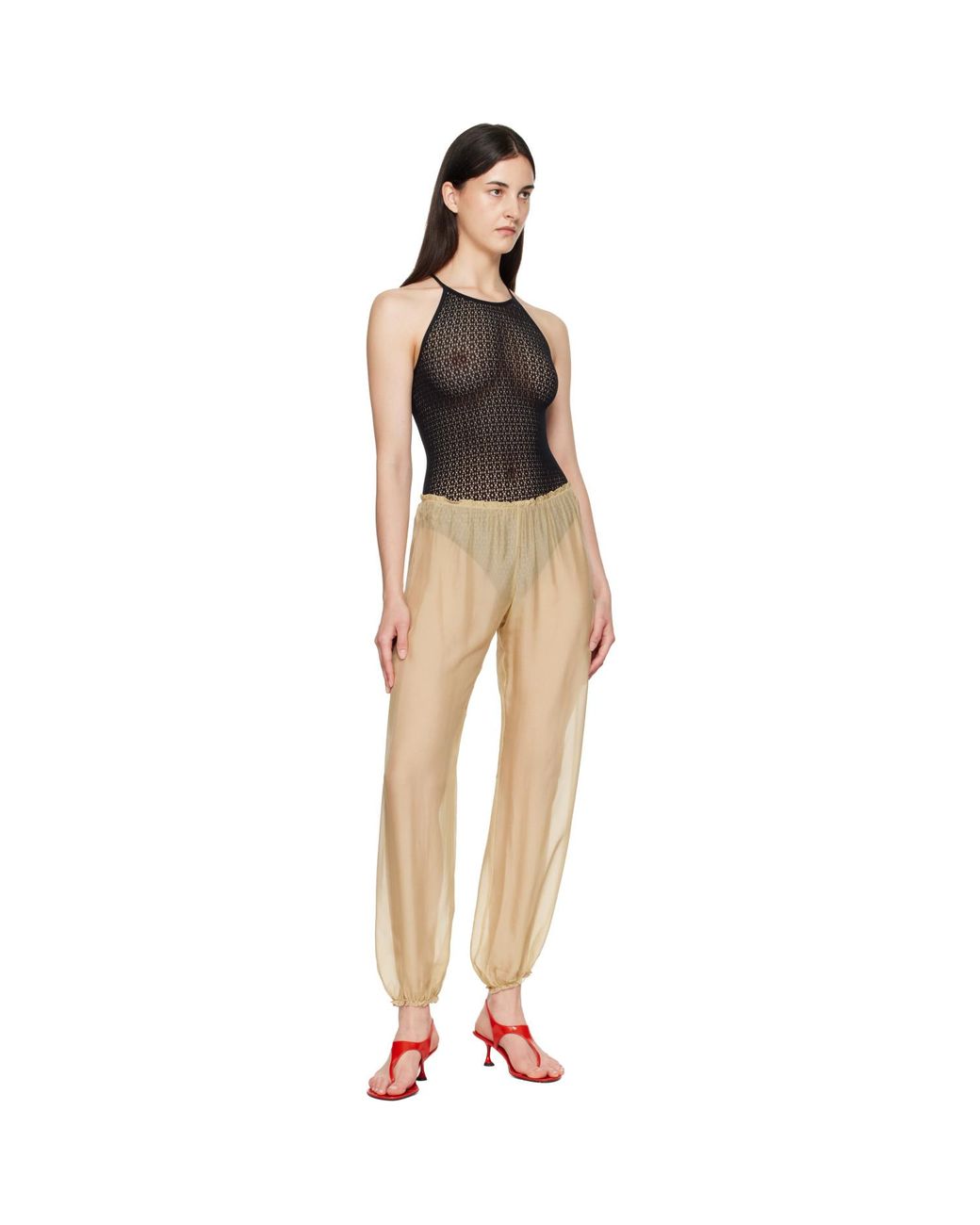 Wolford Black Daisy Net Bodysuit