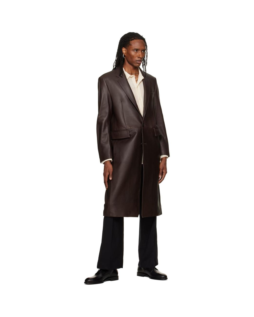 TONYWACK Black Lambskin Leather Single Coat for men