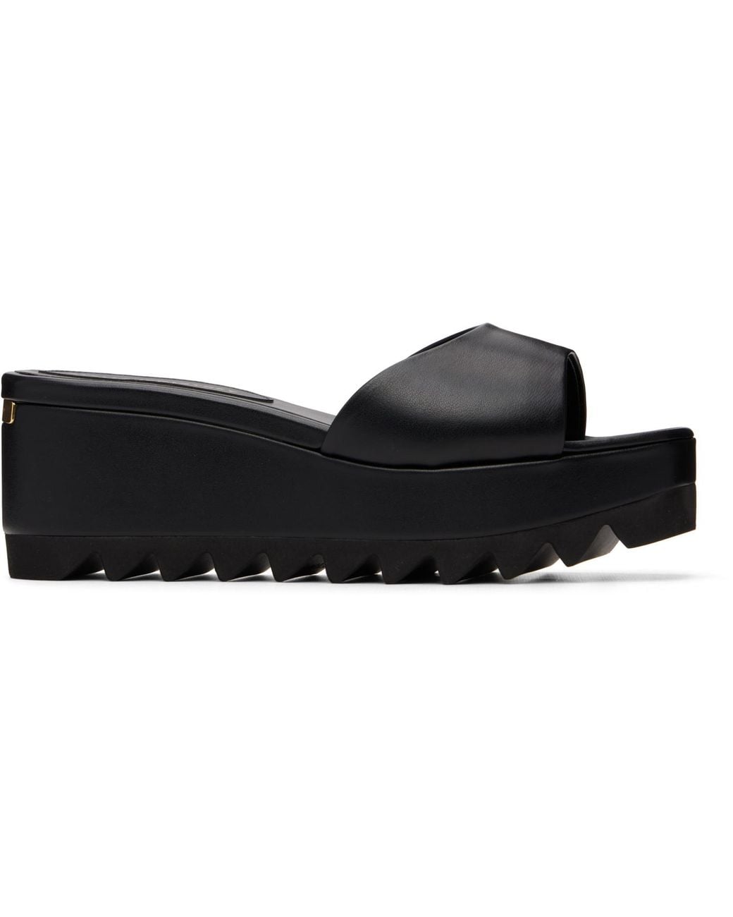 Stella McCartney Black Sneak-Elyse Wedge Slide Sandals