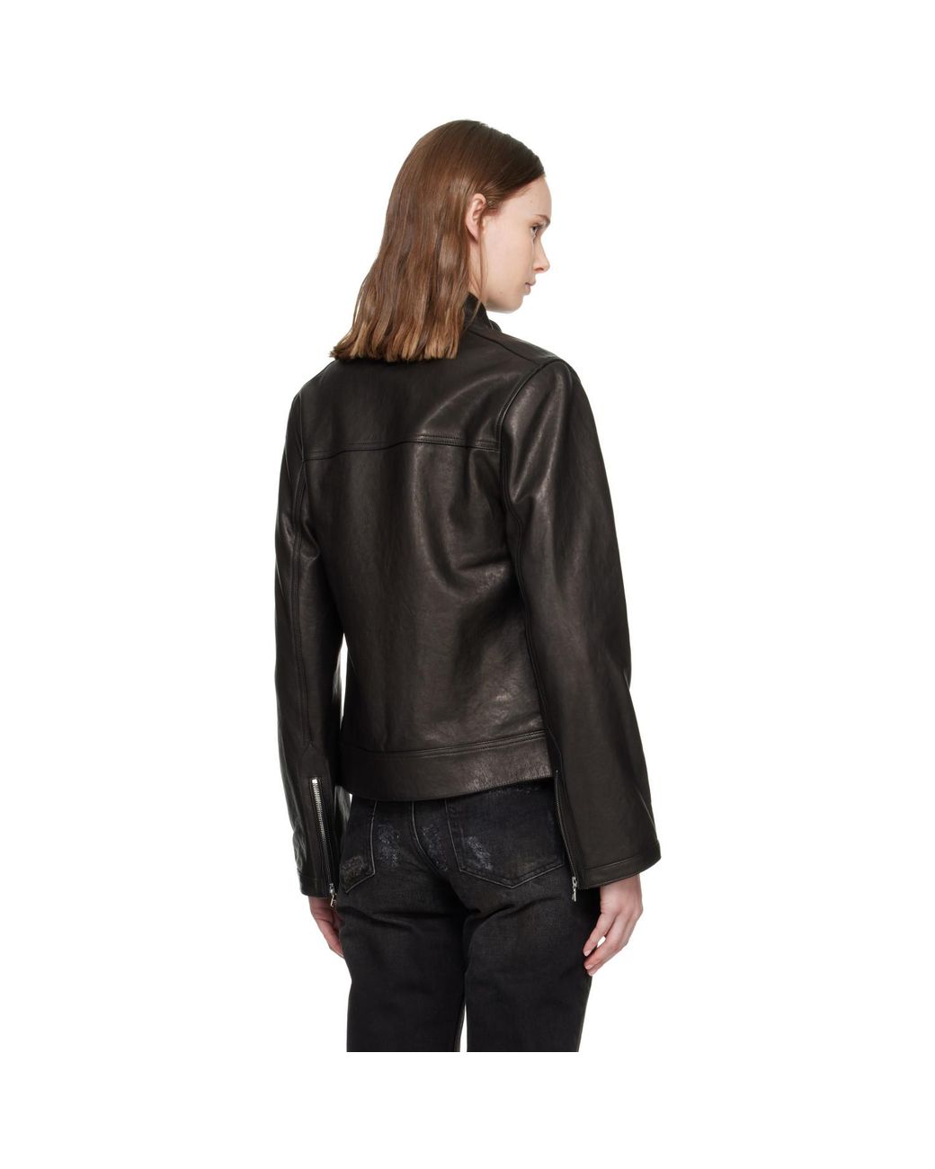 AARON ESH Black Grained Leather Jacket