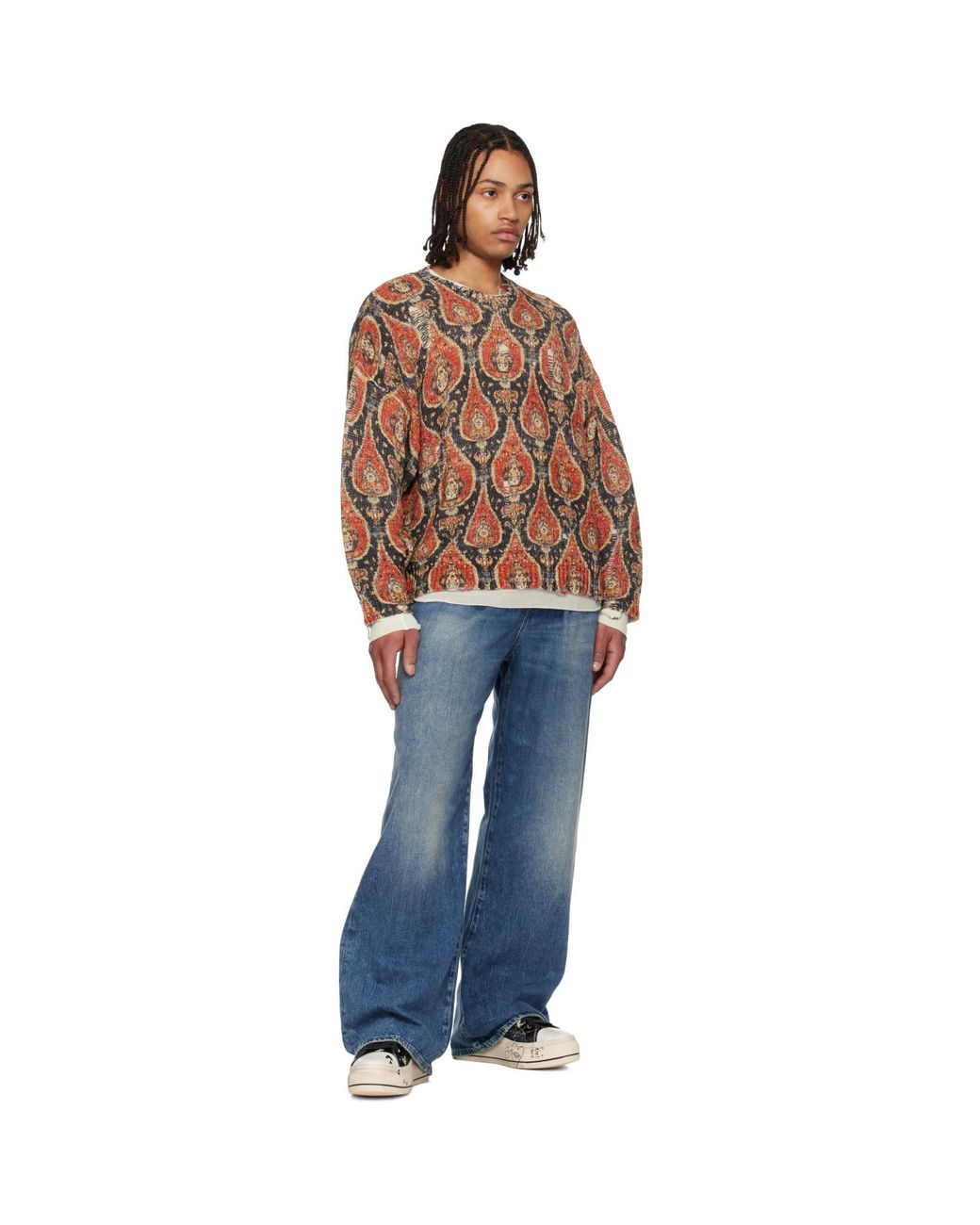 R13 Multicolor Printed Oversized Sweater for men