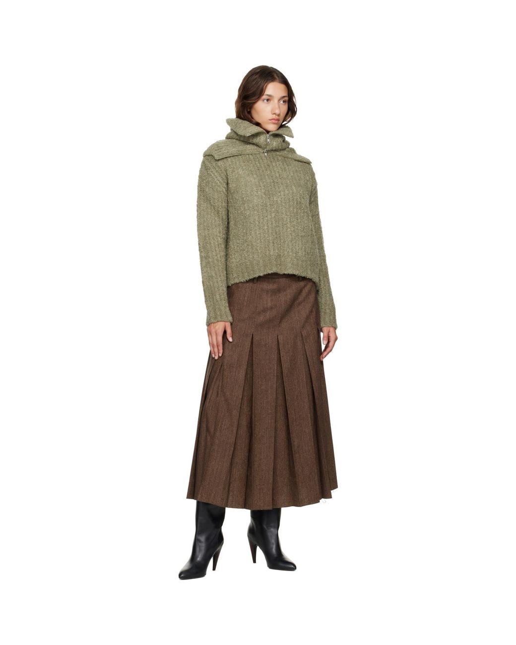 MM6 by Maison Margiela Green Zip Up Collar