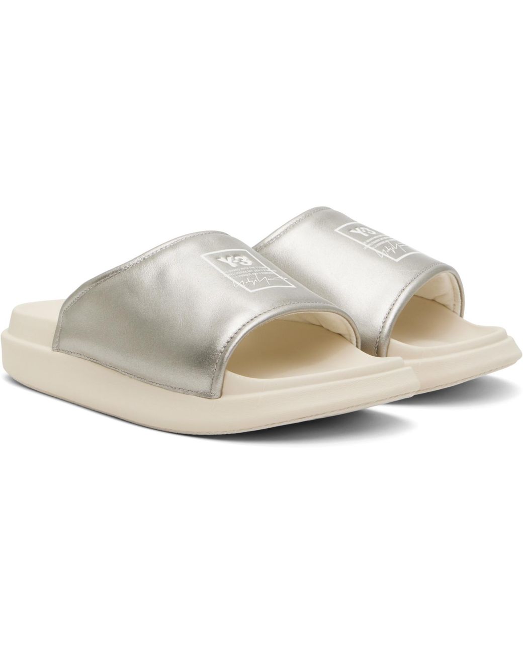 Y-3 White Slides for men