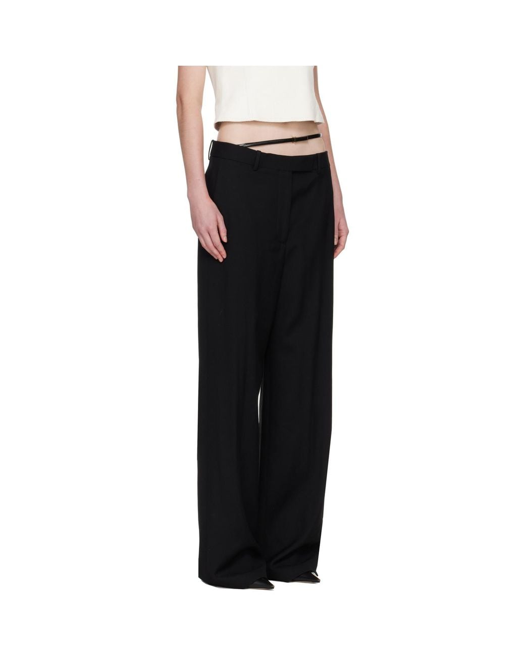 Tom Ford Black Sharp Grain De Poudre Slanted Trousers