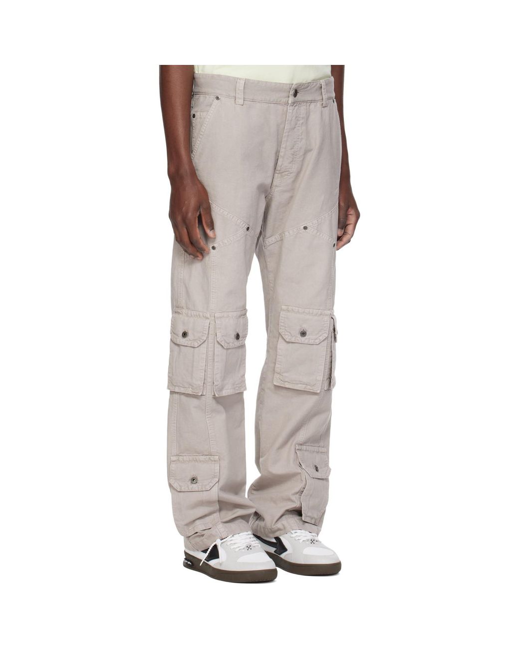 Off-White c/o Virgil Abloh Gray Garment-Dyed Multi-Pocket Relaxed Cargo Pants for men