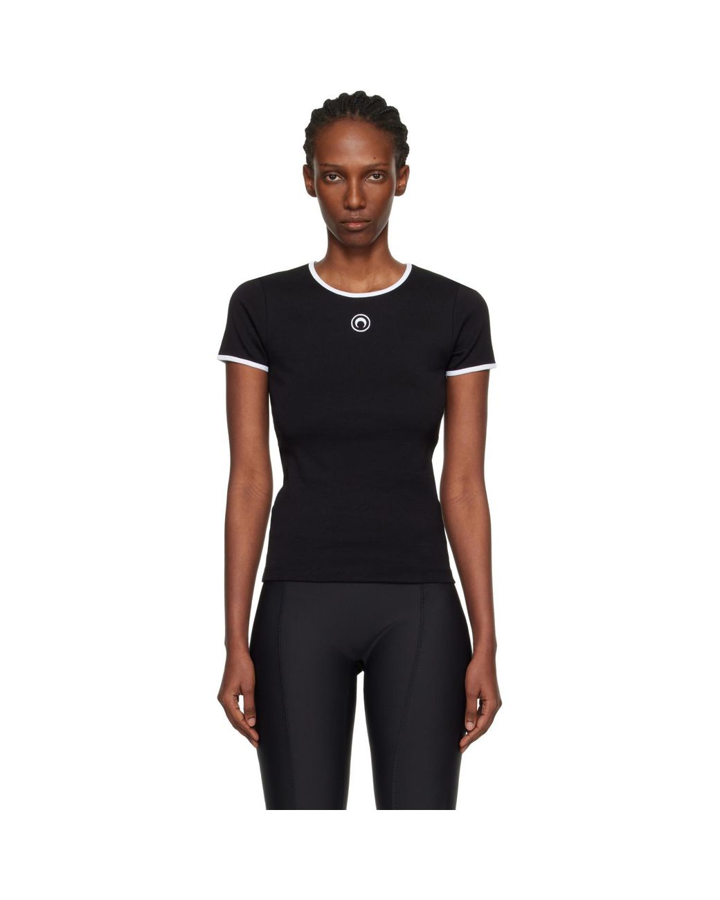 MARINE SERRE Black Moon Logo Bicolor Baby Fit T-Shirt