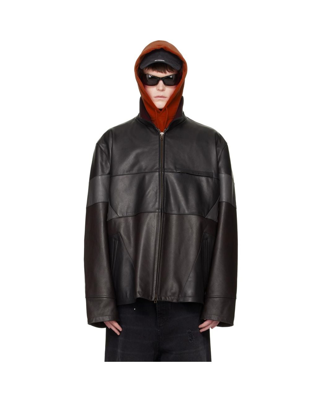 Vetements Black Cut-Up Leather Jacket for men