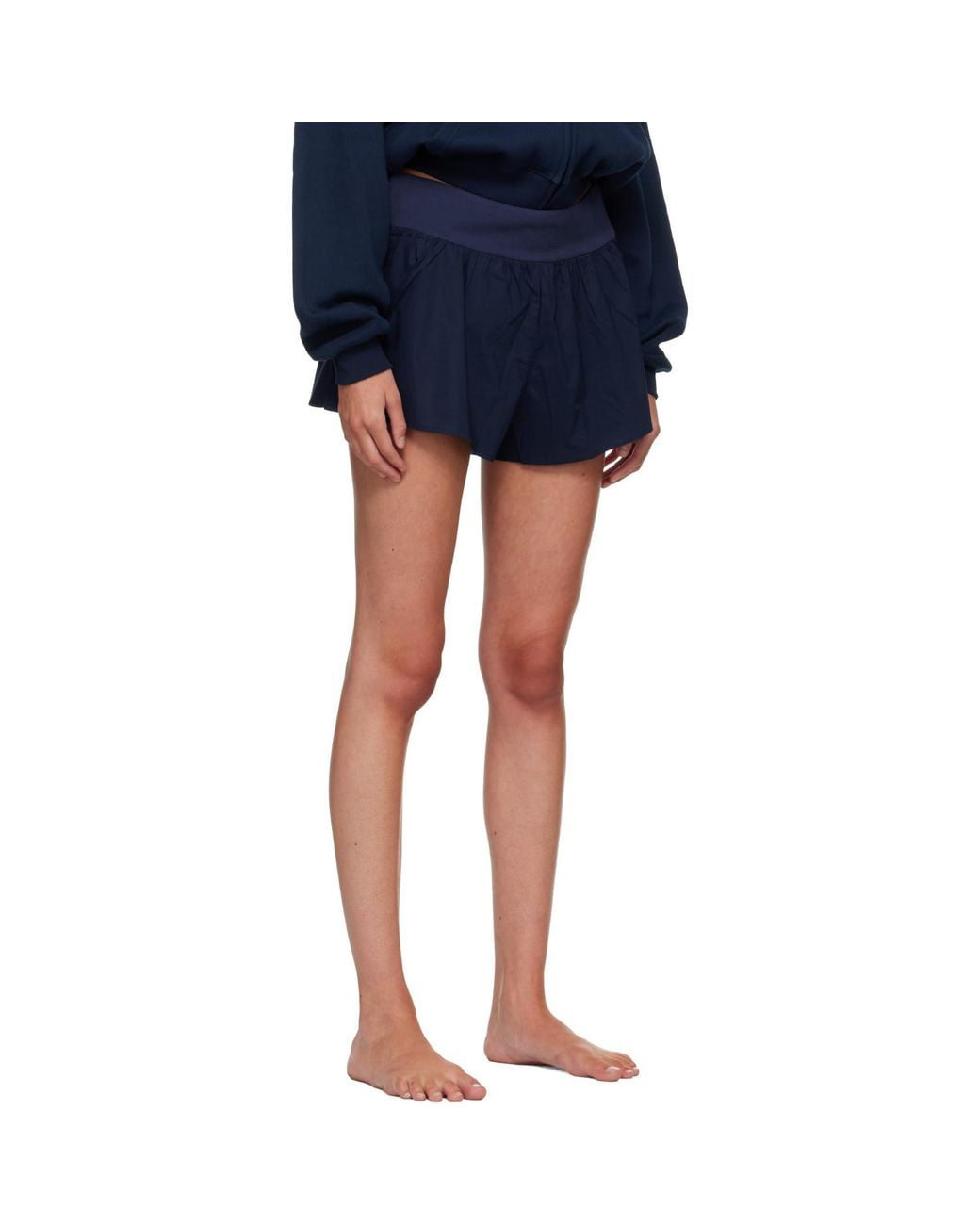 Skims Blue Woven Cotton Flutter Shorts