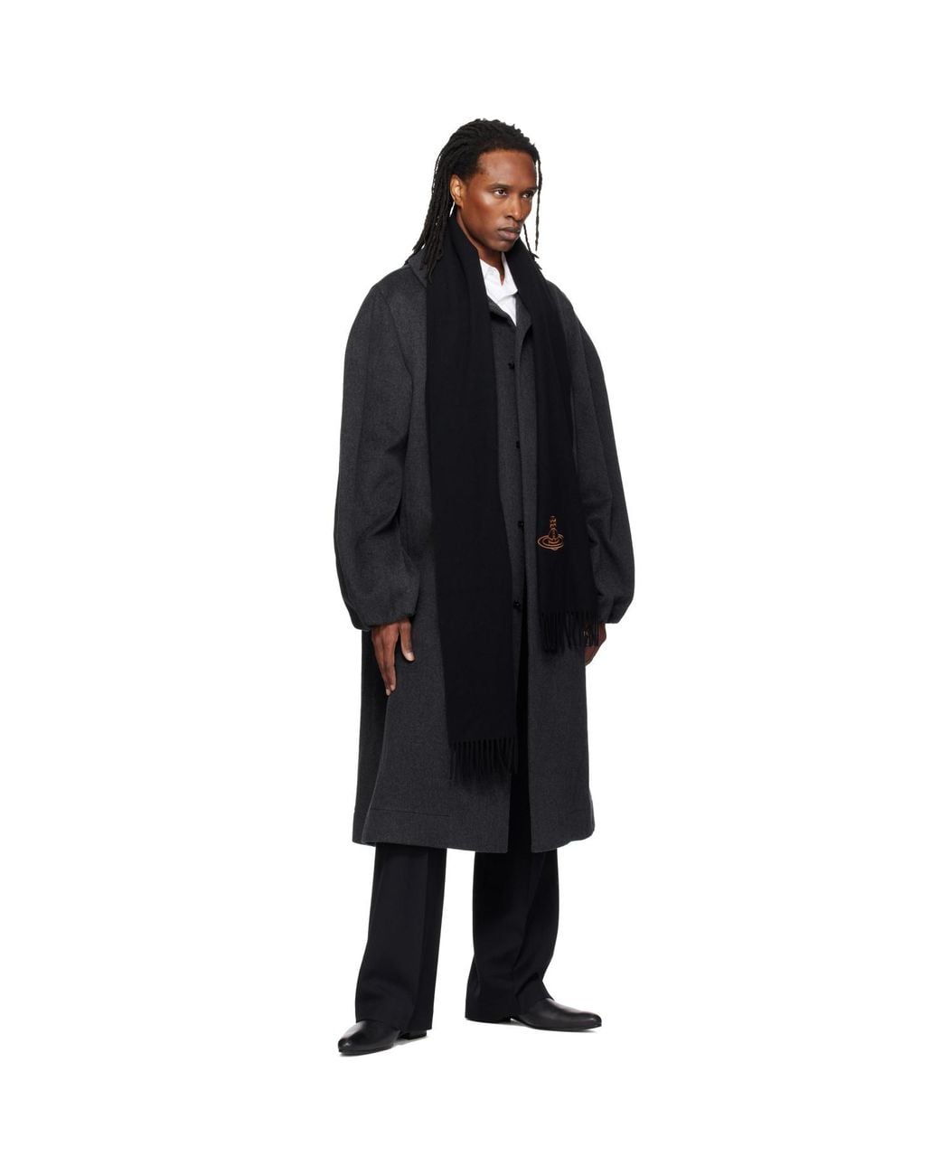 Vivienne Westwood Black Embroidered Scarf for men