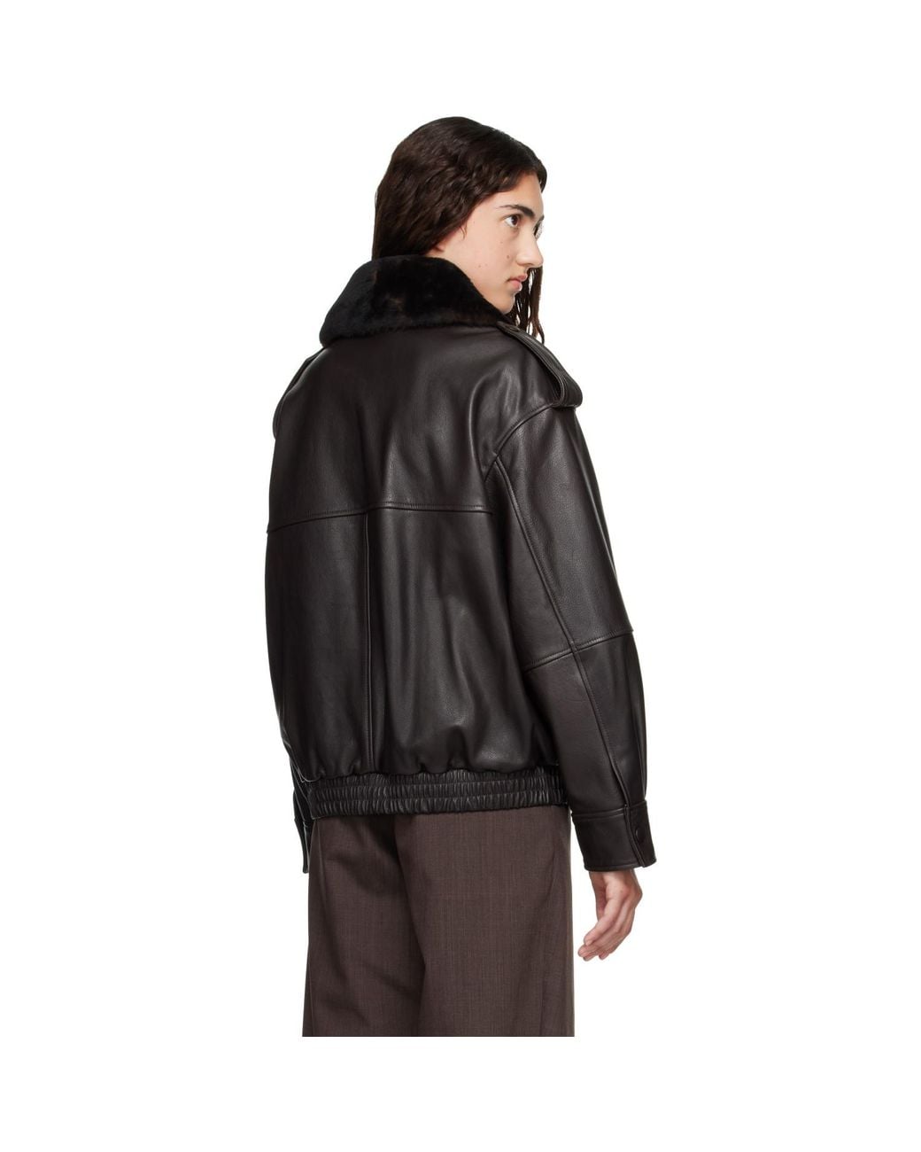 Loulou de Saison Black Russo Leather Bomber Jacket