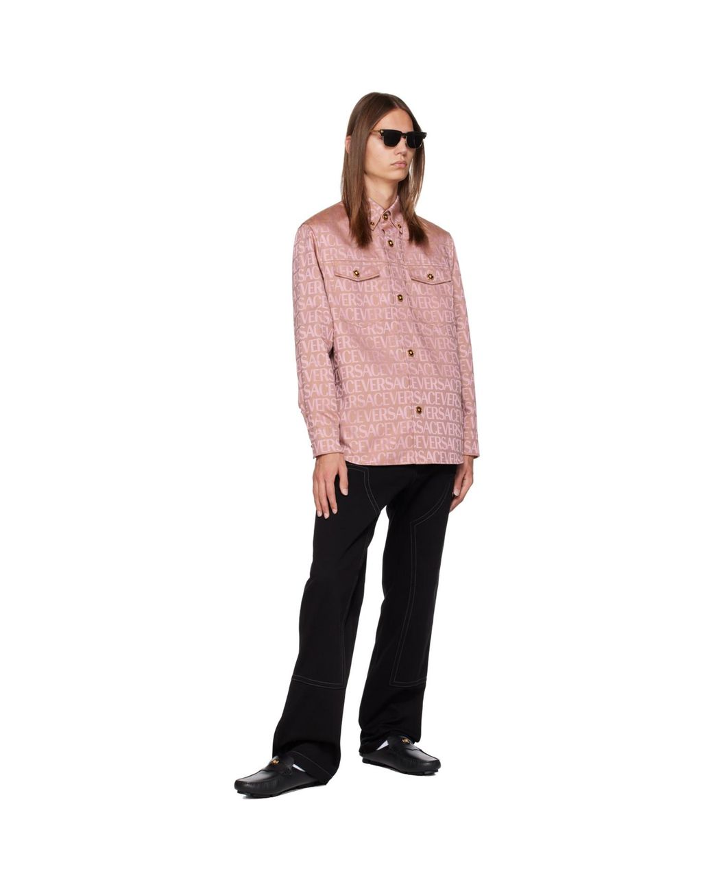 Versace Pink Allover Shirt for men