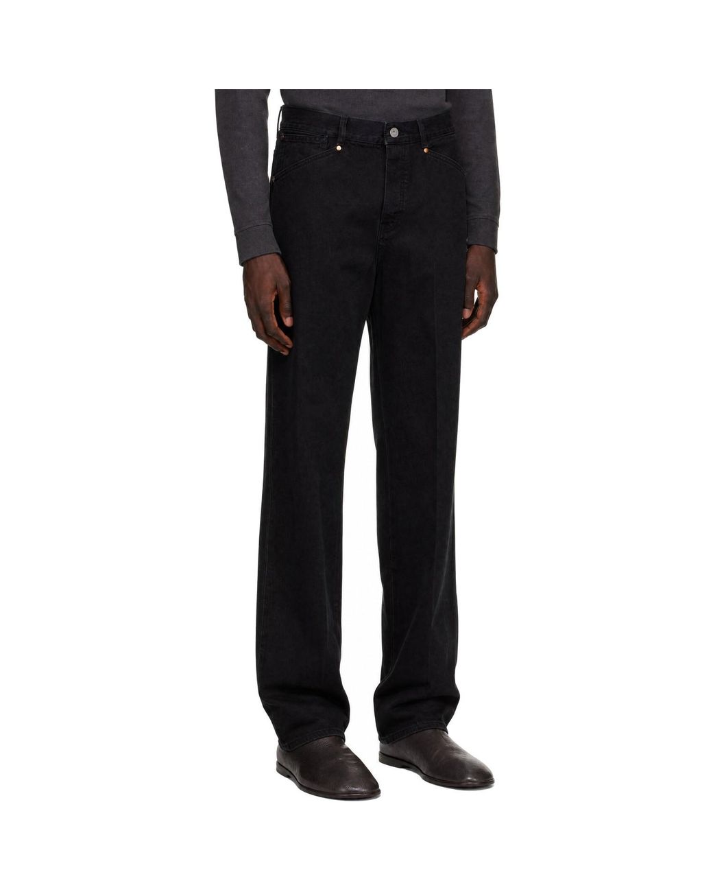 Lemaire Black Straight Leg 5 Pockets Jeans for men