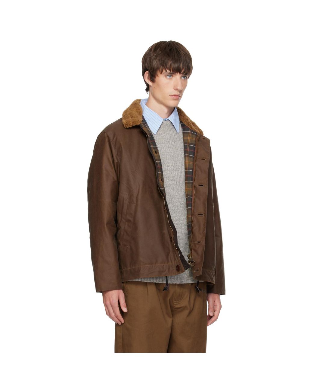 Barbour Brown Macklow Waxed Jacket for men