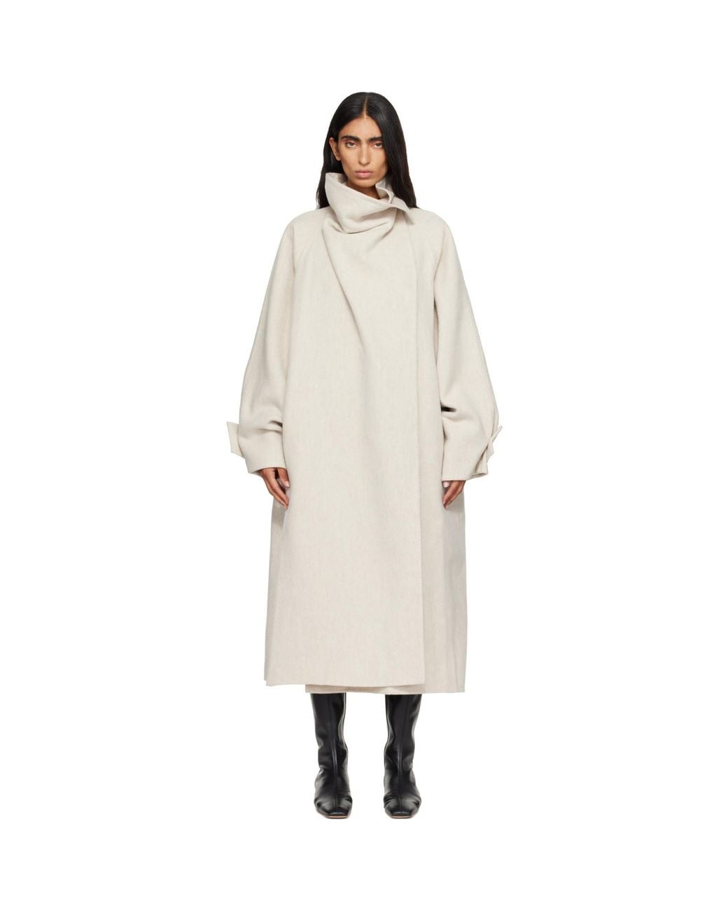 LE17SEPTEMBRE Natural Cowl Neck Handmade Long Coat
