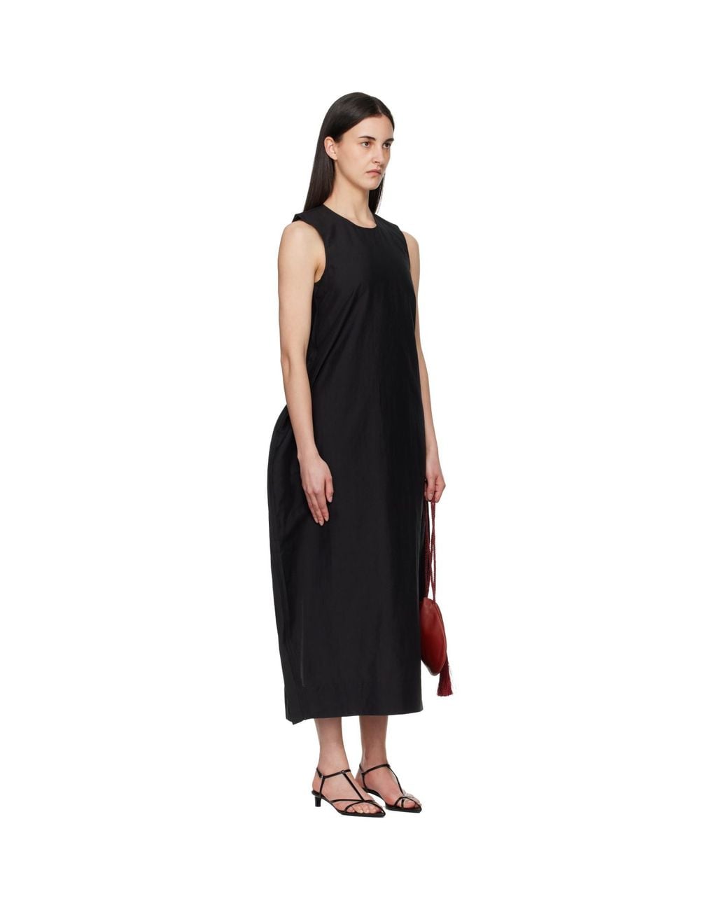 Rohe Black Hourglass Linen Silk Midi Dress