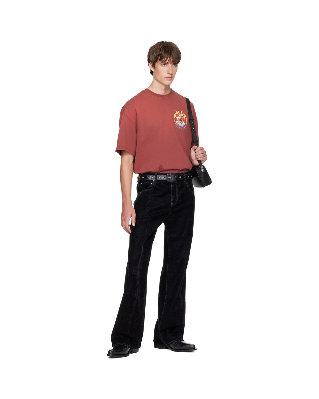 Amiri Black Vintage Cut Flock Denim Jeans for men