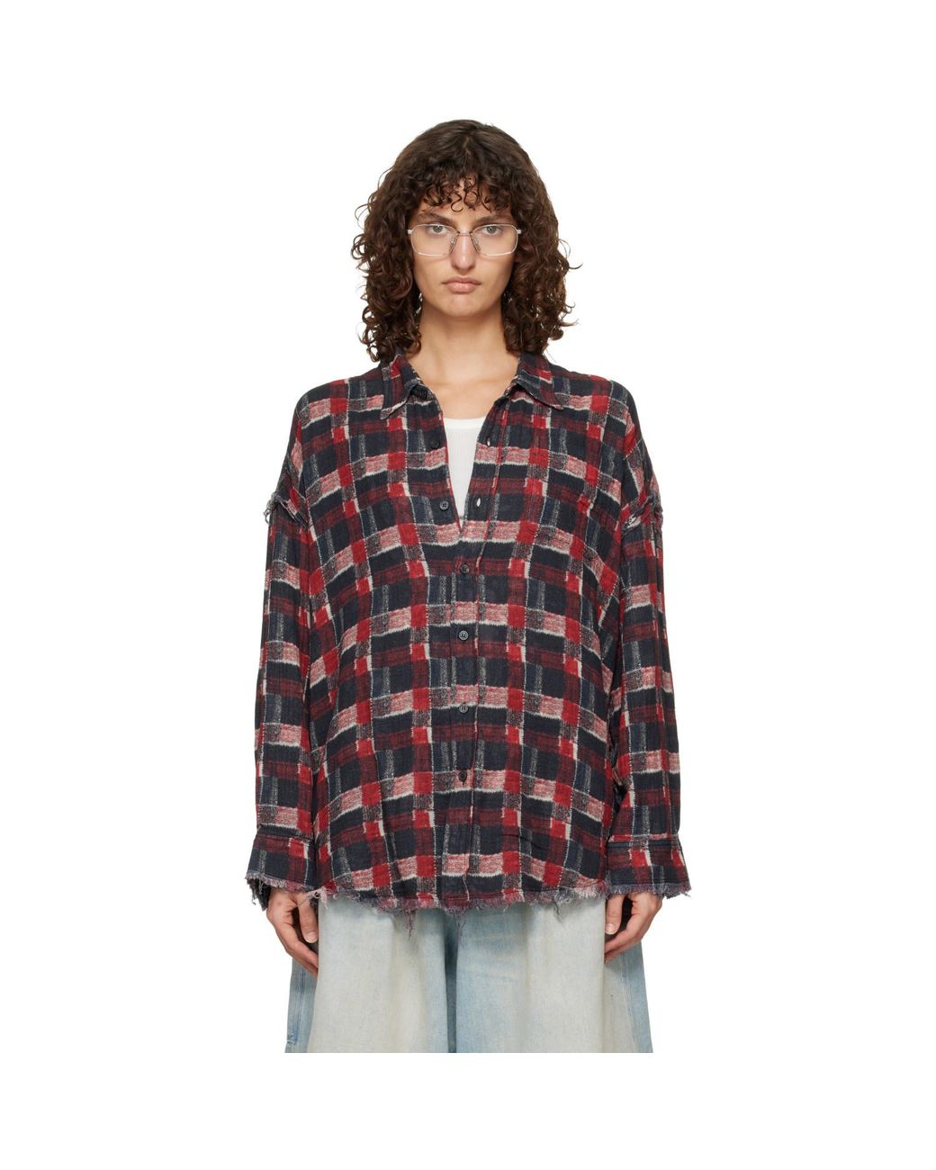 R13 Shredded Seam Drop Neck Reversible Shirt