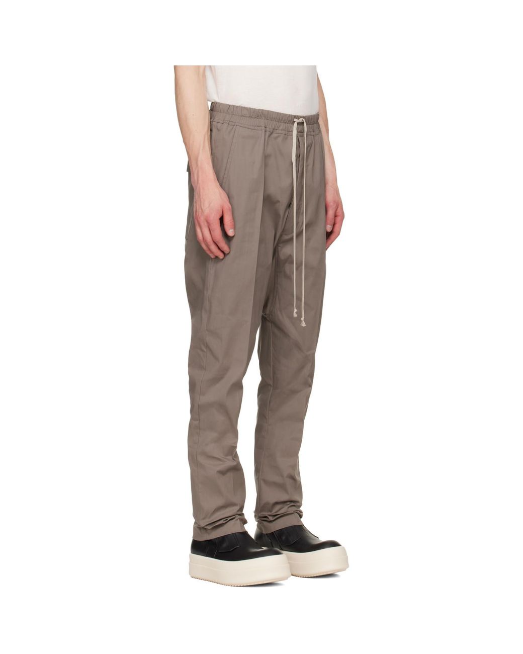 Rick Owens Gray Tower Drawstring Long Trousers for men
