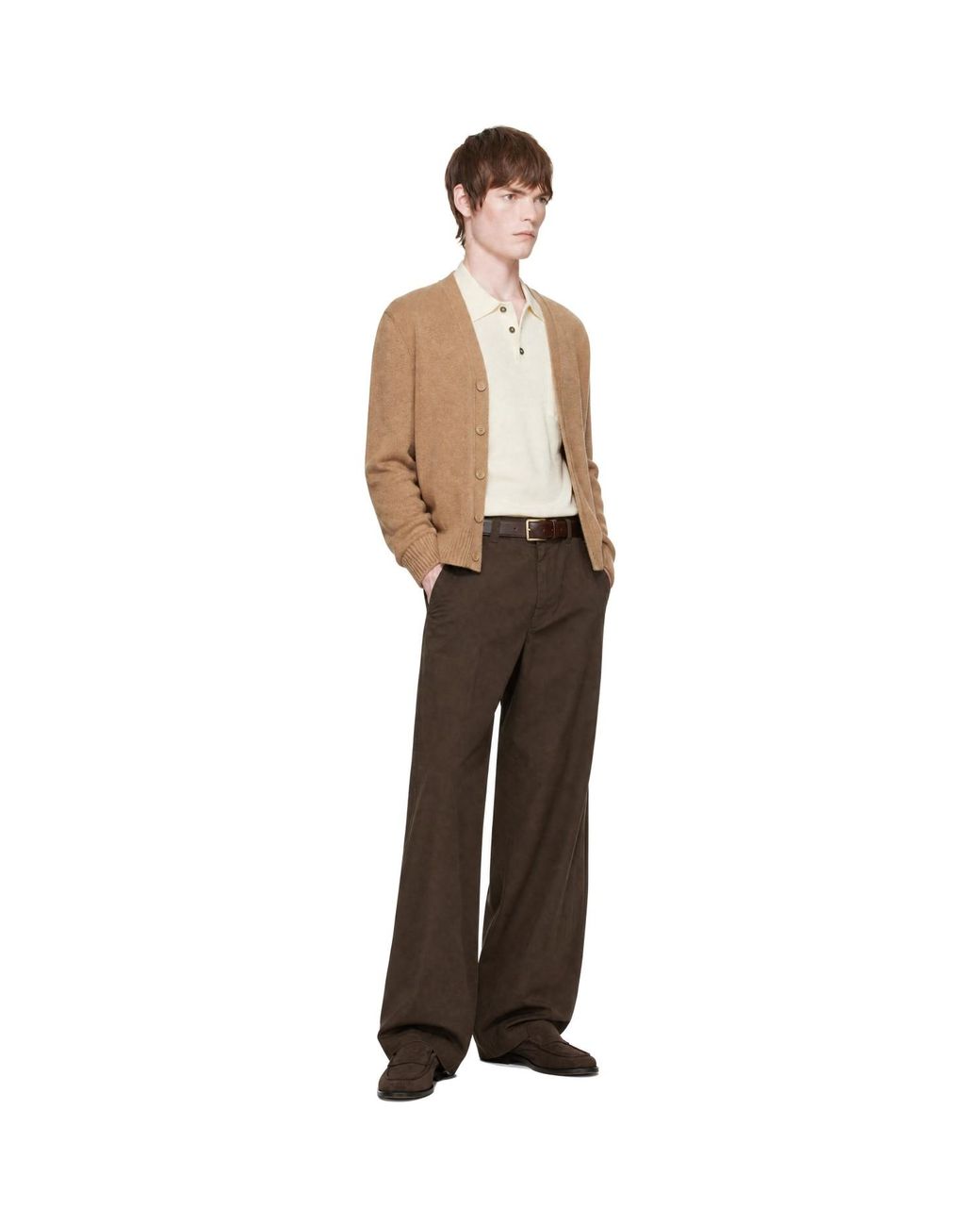 AMI Brown Cashmere Tonal Ami De Coeur Cardigan for men