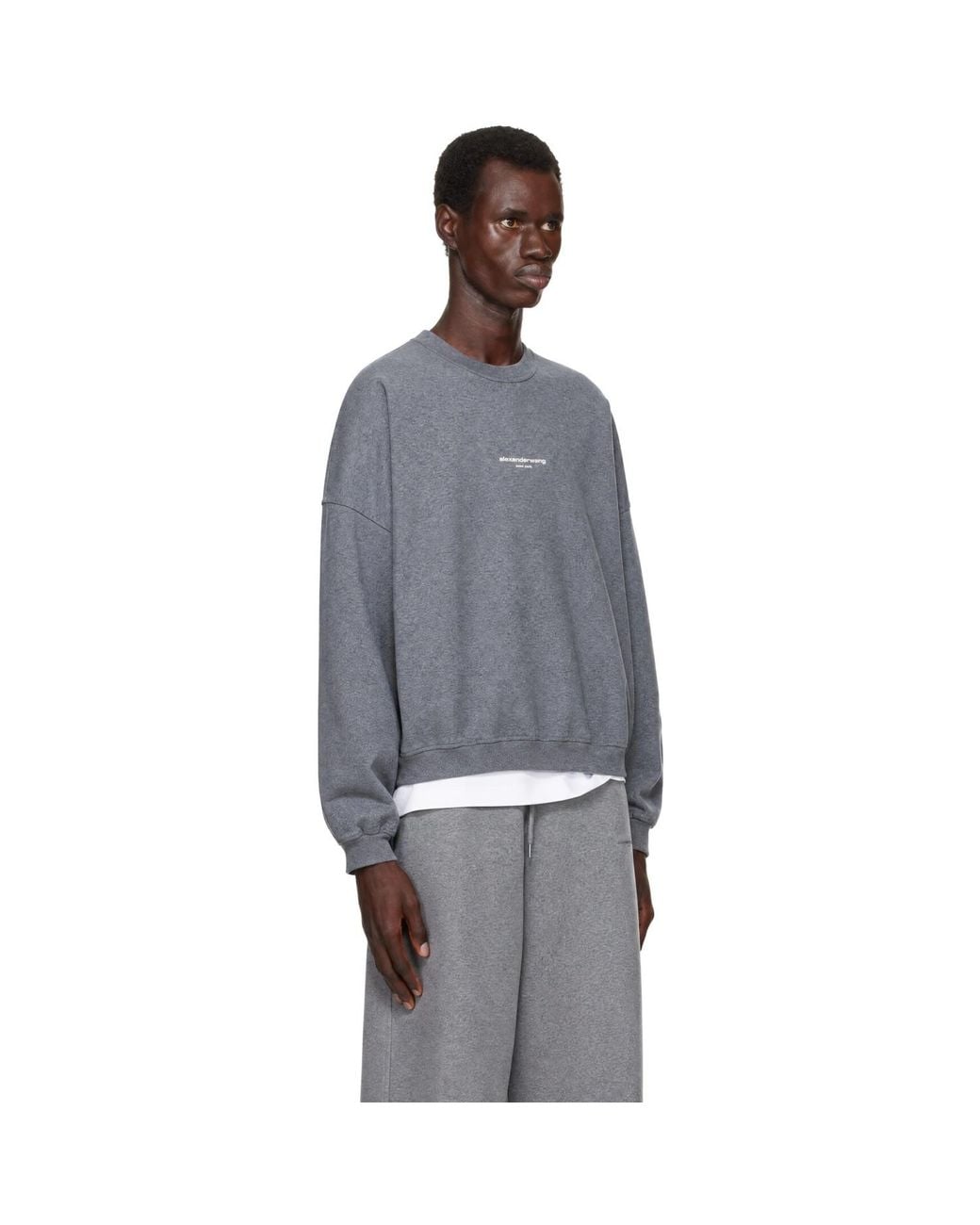 Alexander Wang Gray Oversized Logo Print Sweatshirt for men
