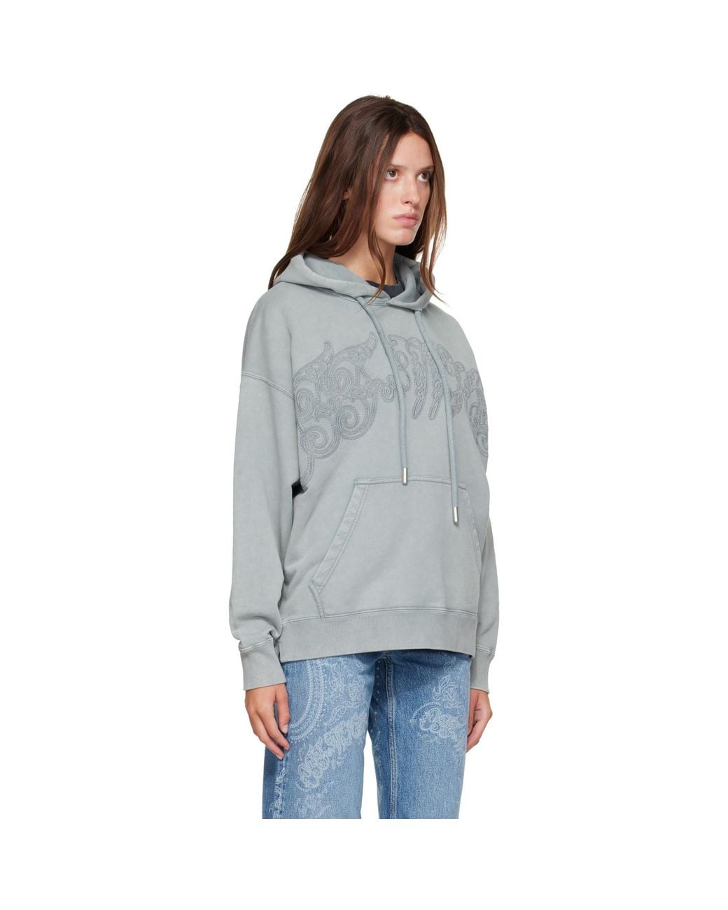 Off-White c/o Virgil Abloh Gray Embroidered Big Paisley Skate Hoodie