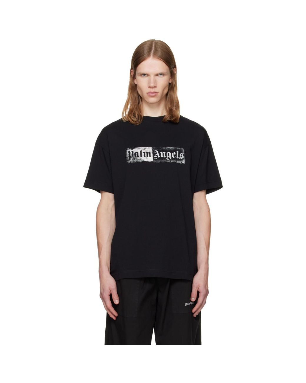 Palm Angels Black Stamp Logo Regular T-Shirt for men