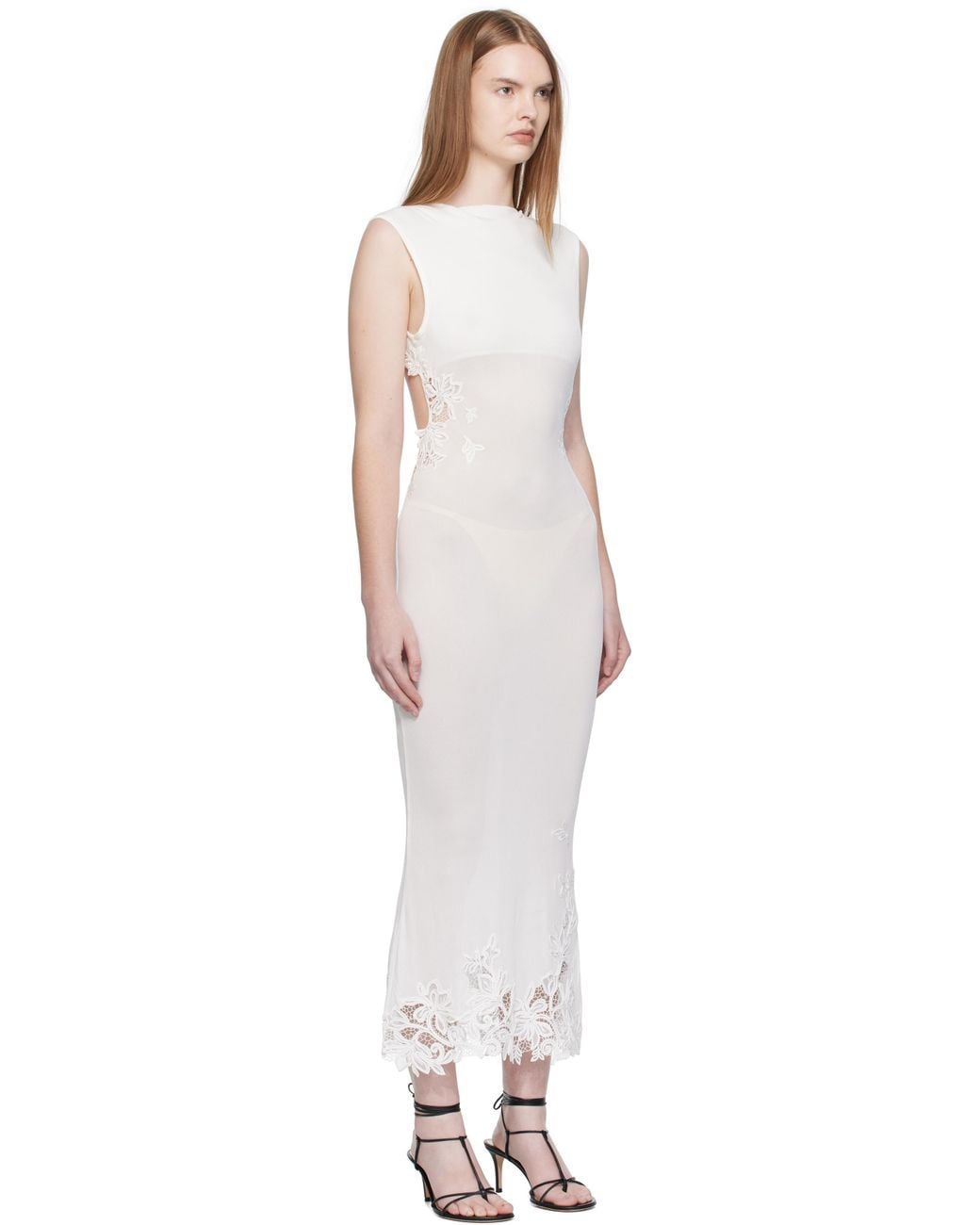 green emerald velvet dress White Hibiscus Embroidered Cami Tank (25041853-WHITE)