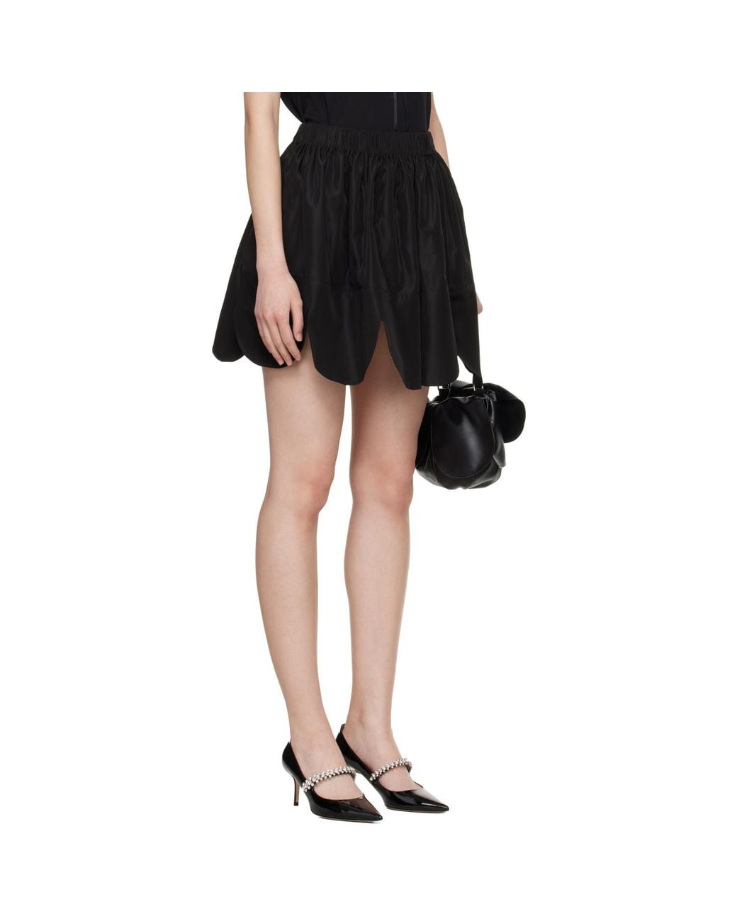 Simone Rocha Black Petal Hem Miniskirt