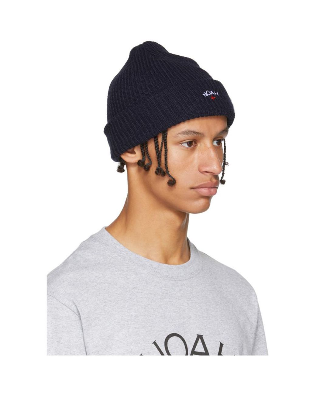 Noah Navy Core Logo Beanie in Blue for 
