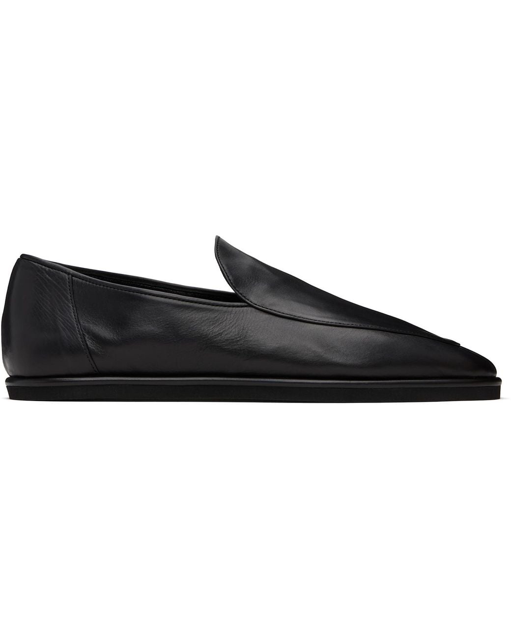 AURALEE Soft Leather Loafers in Black | Lyst