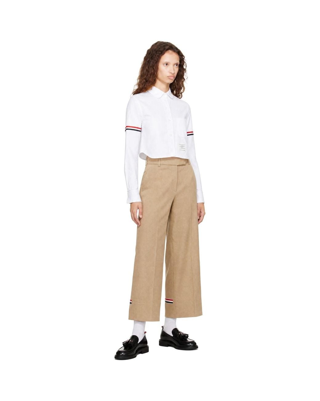 Thom Browne White Oxford Cropped Armbands Shirt