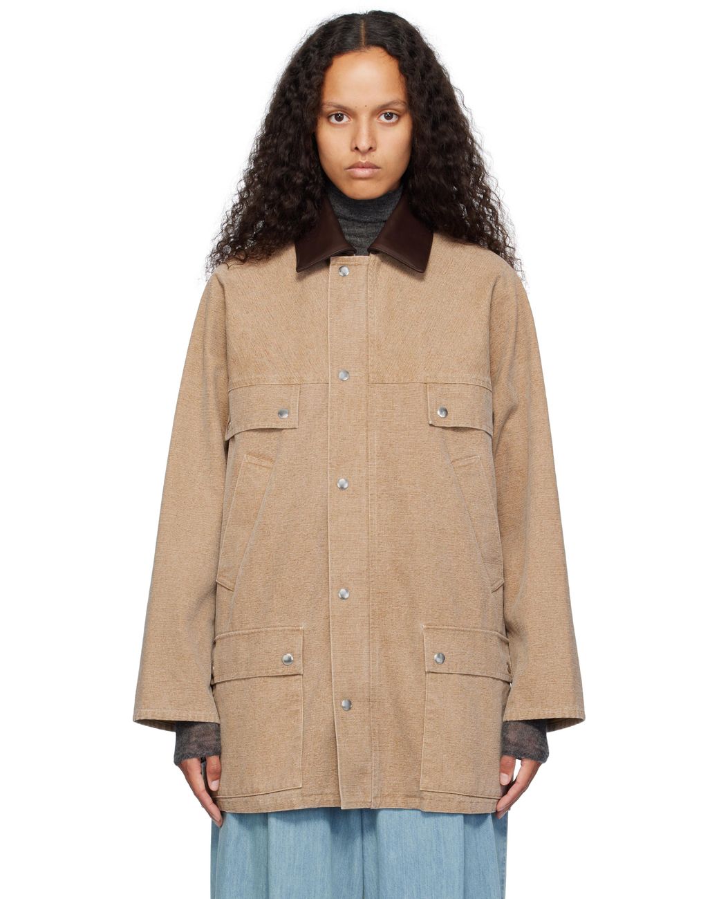 Auralee Washed Organic Canvas Hunting Blouson | Light Brown
