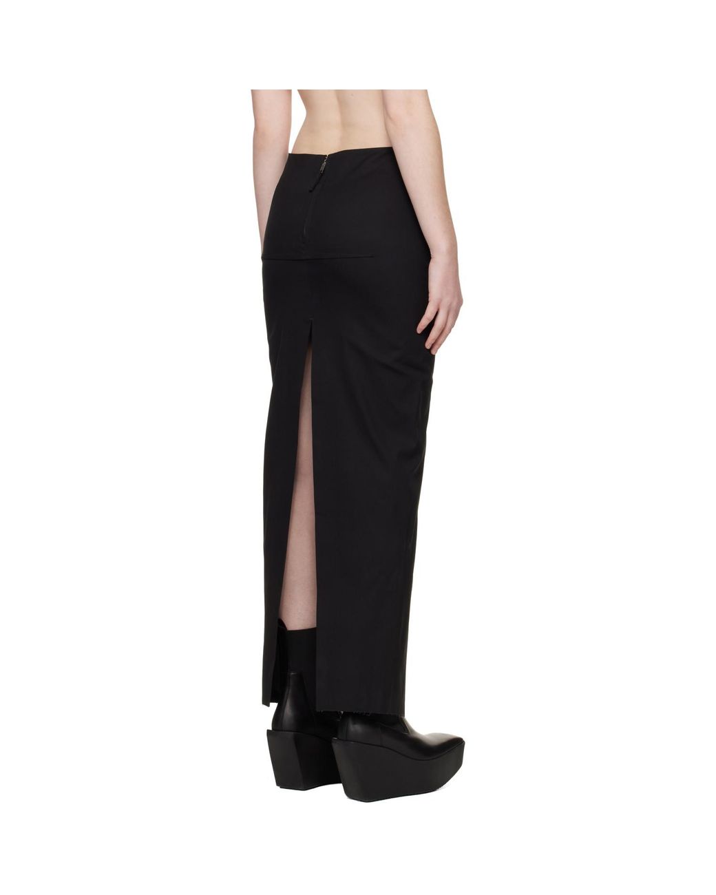 Rick Owens Black Temple Sliced Midi Skirt