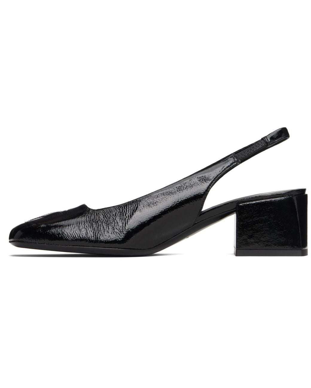 Courreges Black Ac Vinyl Slingback Heels