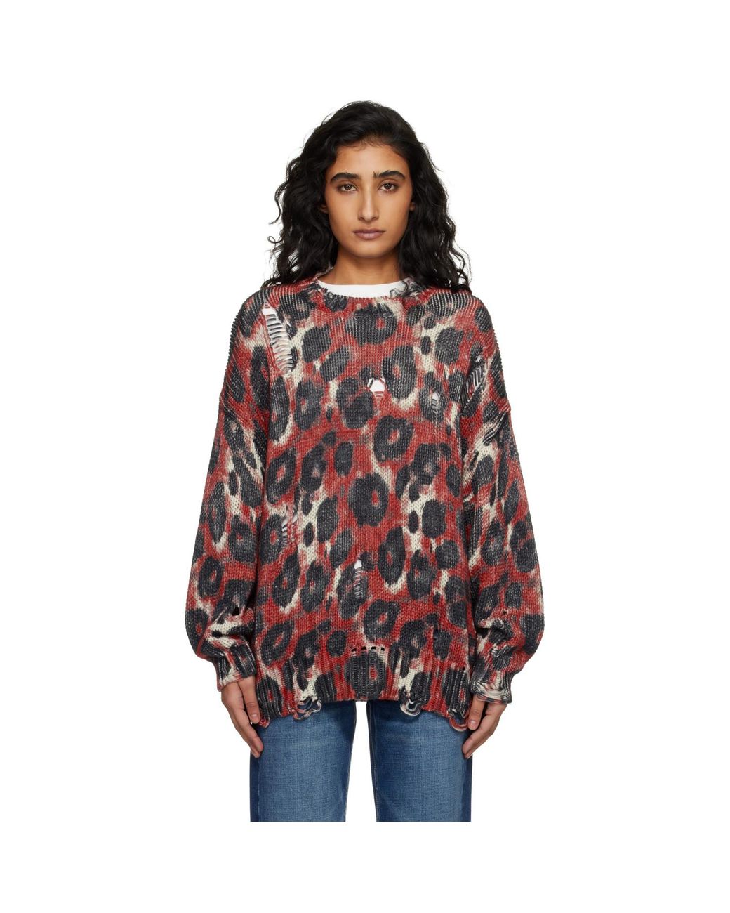 R13 Red Printed Oversized Sweater
