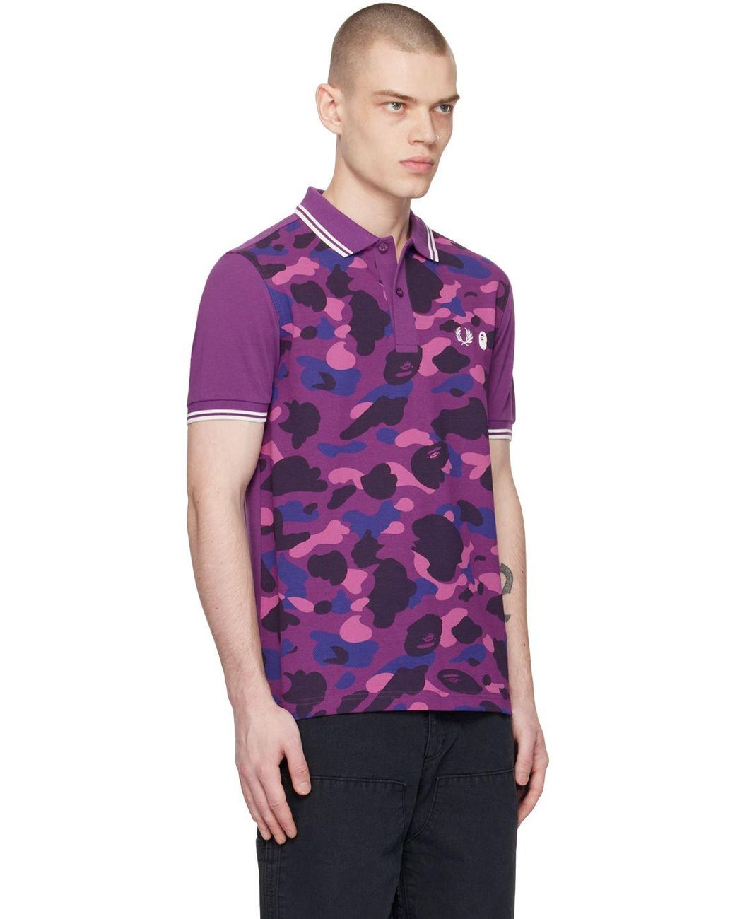 A Bathing Ape Fred Perry Edition Camo Polo in Purple for Men | Lyst
