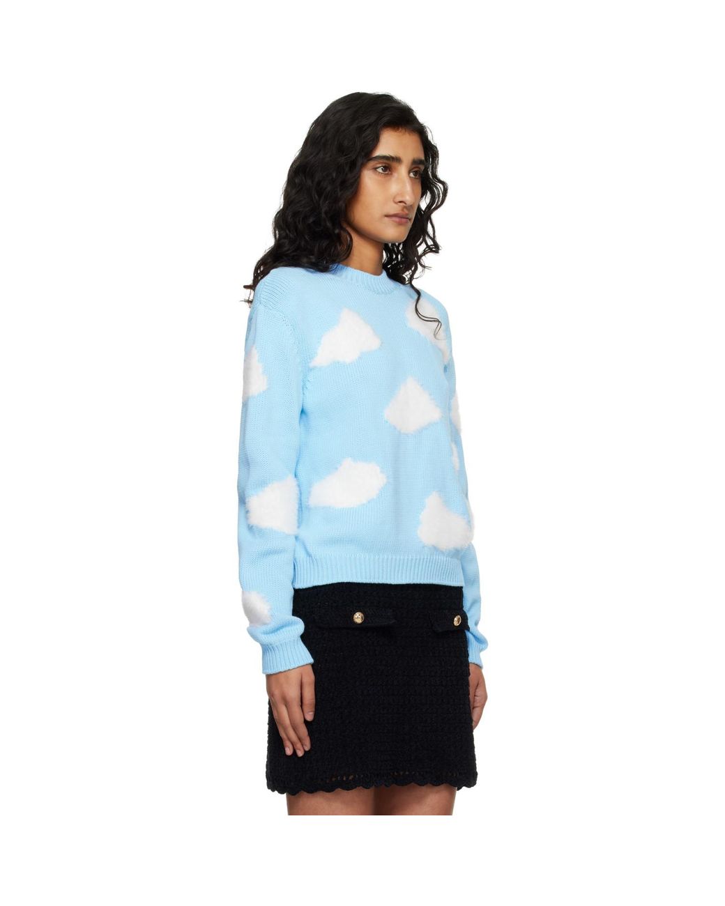 Moschino Blue Organic Cotton Blend Archive Cloud Sweater