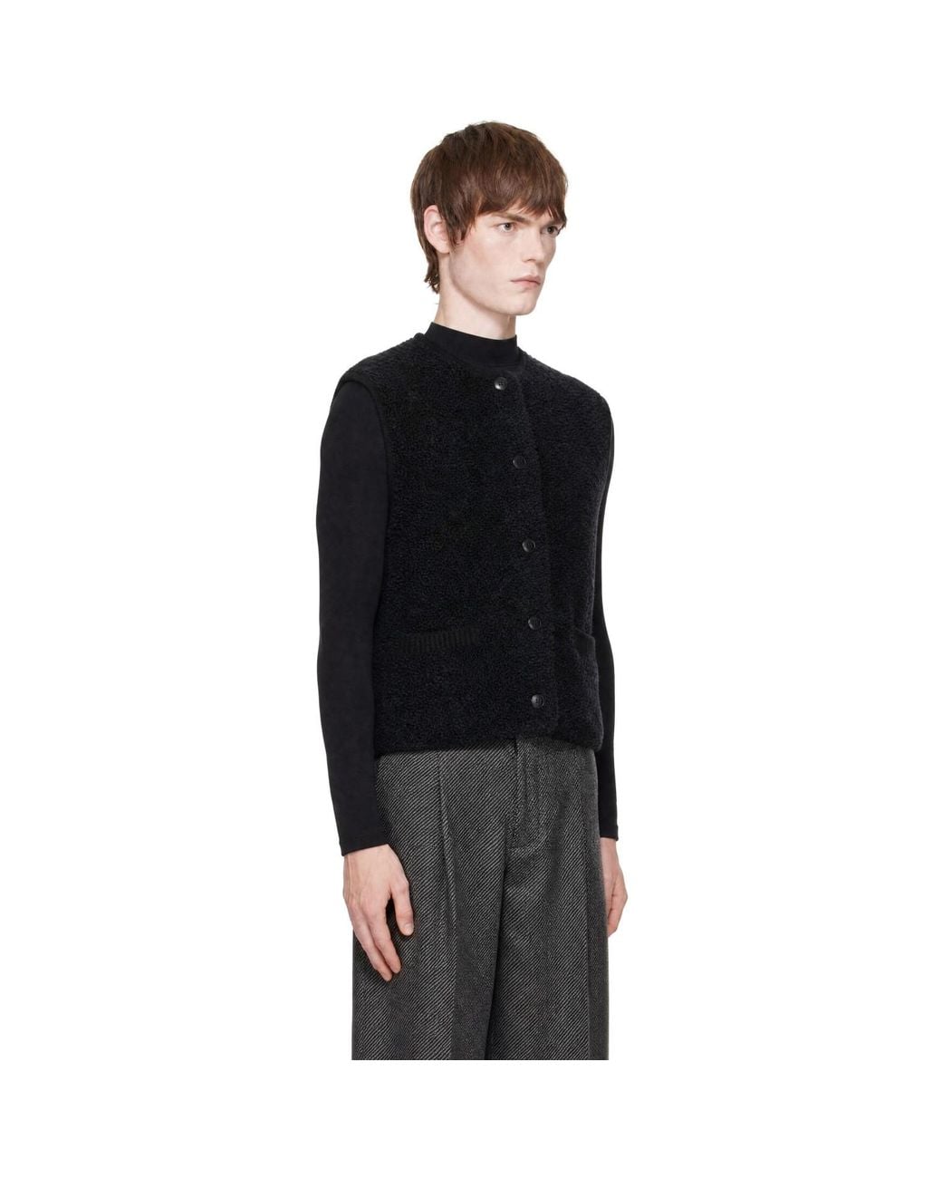 Cordera Black Mohair Waistcoat Sweater for men