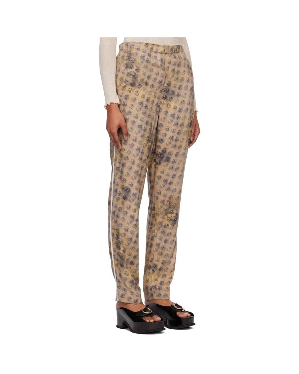 Acne Natural Beige Floral Trousers