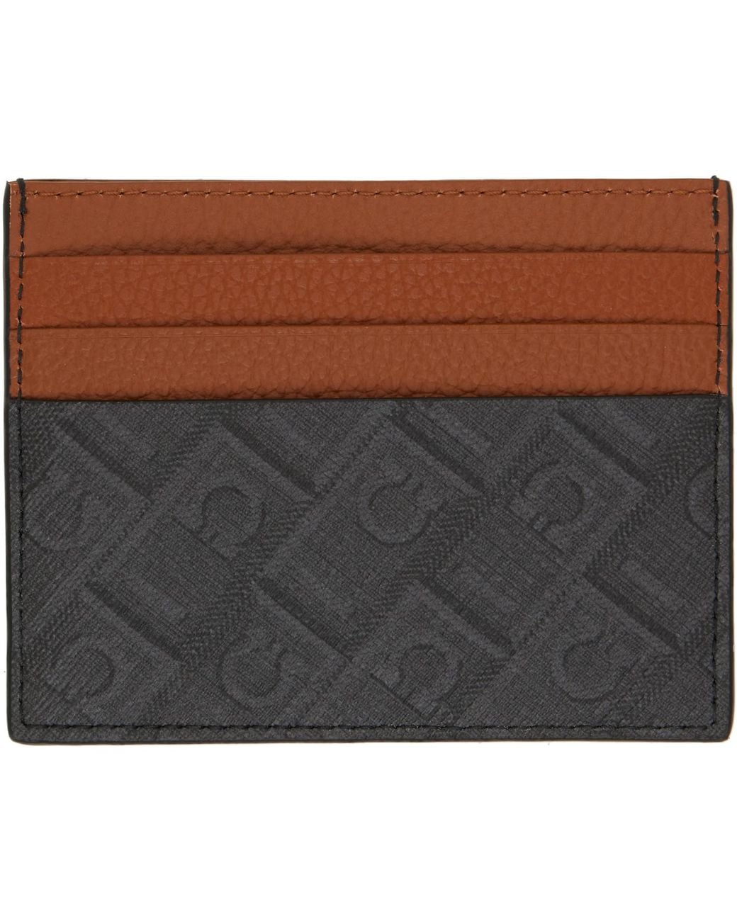Ferragamo Brown Monogram Credit Card Holder for men