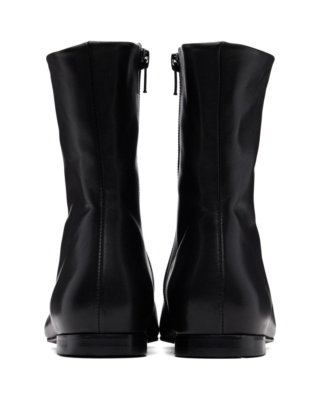 Totême Black Zip Leather Chelsea Boots