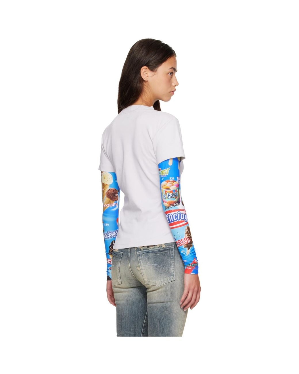 Balenciaga Blue Double Sleeve T-Shirt