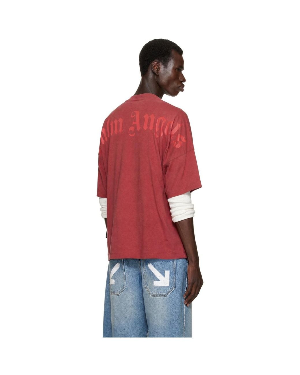 Palm Angels Red Classic Logo Oversized T-Shirt for men